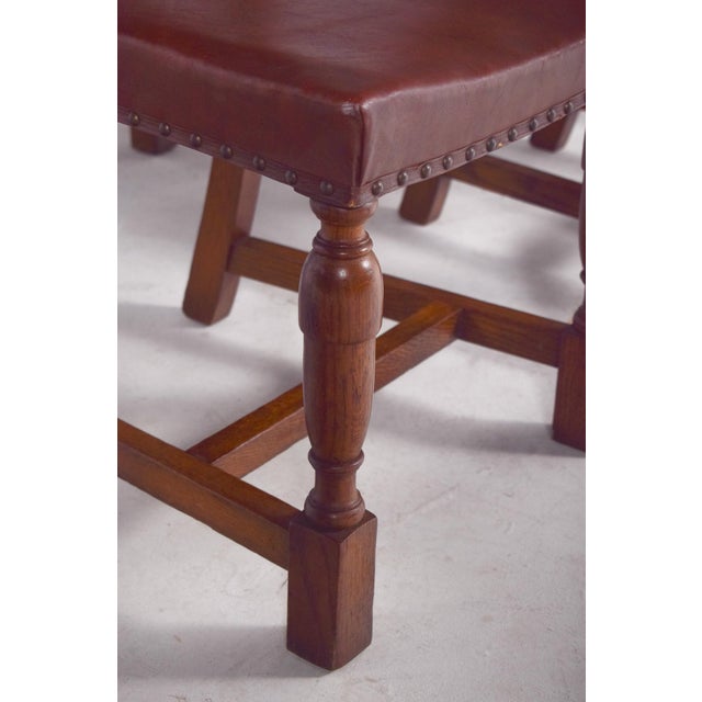 Brown Chairs with Brown Leather Backs and Seats, 1890s, Set of 6 For Sale - Image 8 of 11
