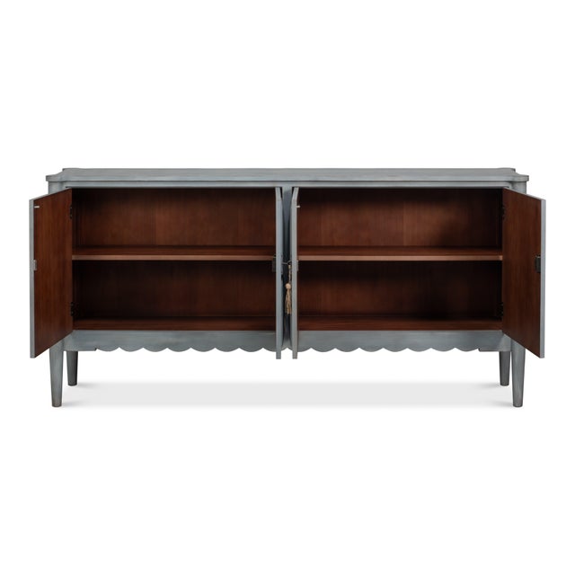 Art Deco Swedish Style Faceted Sideboard in Antique Gray - 79" For Sale - Image 3 of 10