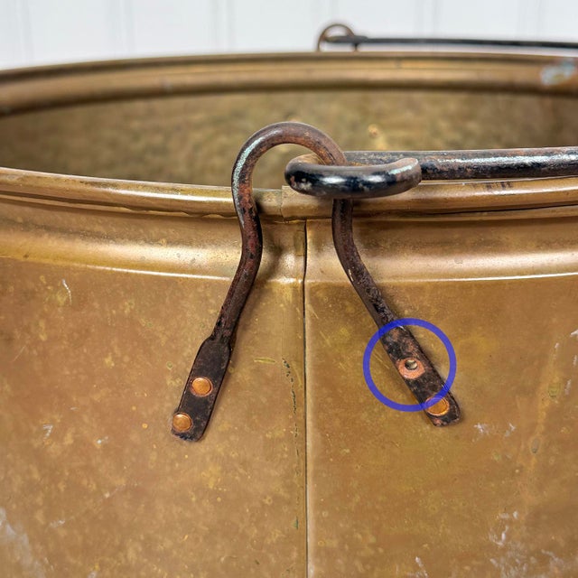 Metal Antique 18" Hammered Copper Pot Cauldron W/ Handle For Sale - Image 7 of 12