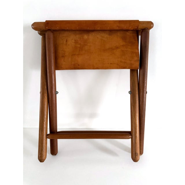 Vintage Leather Tooled Folding Stool For Sale - Image 14 of 14