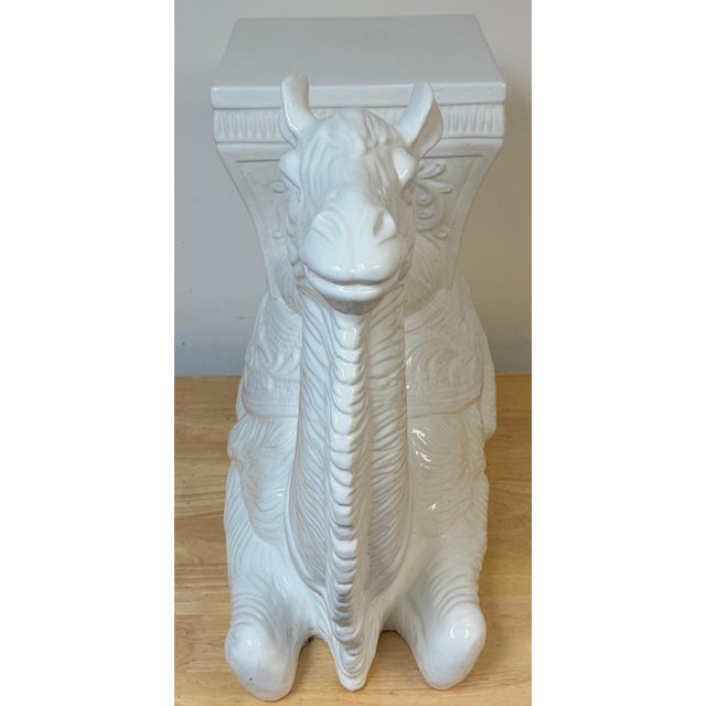 Italian Hollywood Regency Blanc de Chine Camel Garden Seat or Side Table, 1970s For Sale - Image 12 of 14