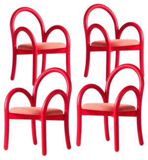 Goma Armchairs in Red by Made by Choice, Set of 4
