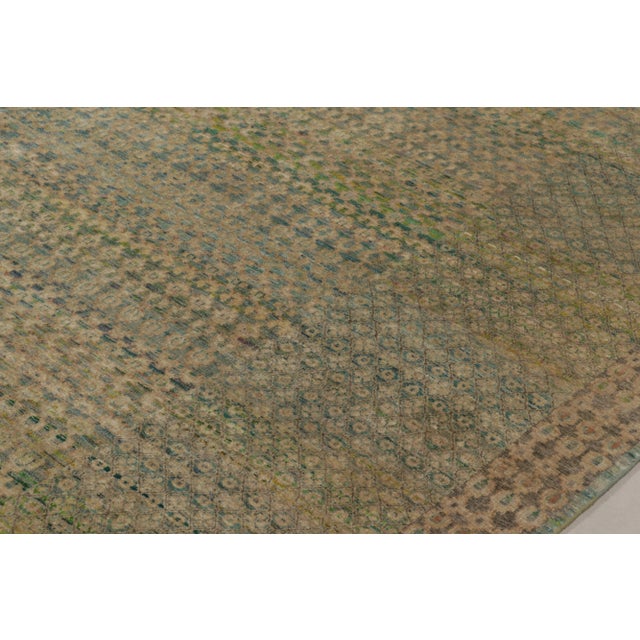 Traditional Rug & Kilim’s Modern Rug in Beige, Blue, and Sage Geometric Pattern For Sale - Image 3 of 7