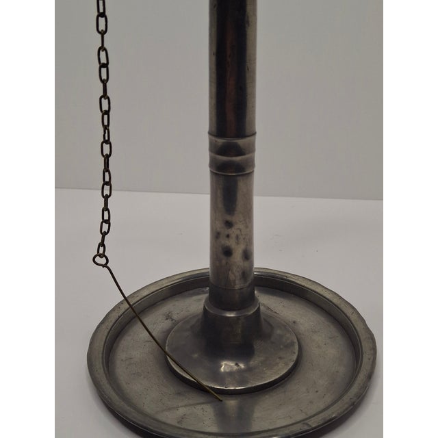 Lot of 2 - 19th C Pewter Whale Oil Fat Lamps W/ Figurine, Wick Pick, European For Sale - Image 9 of 18
