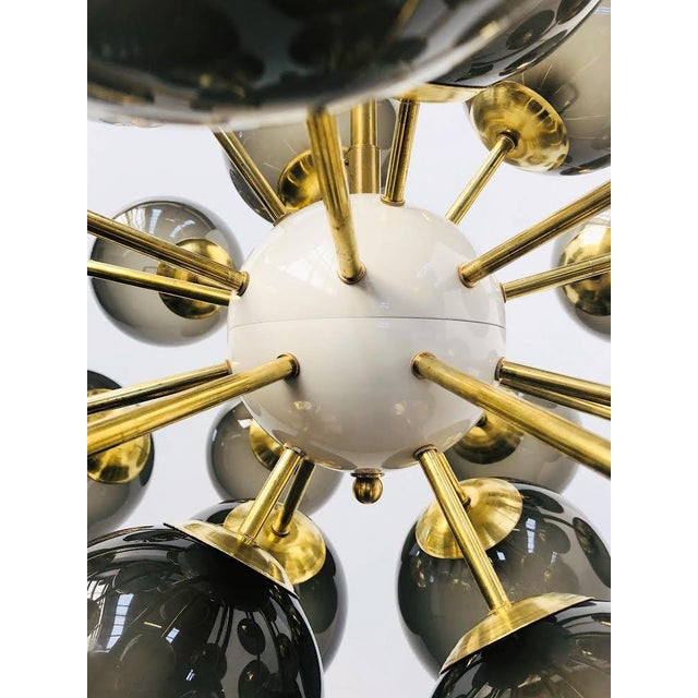 21st Century Ovale Natural Brass Frosted Smoky Murano Sputnik Chandelier by Fabio LTD For Sale - Image 6 of 7