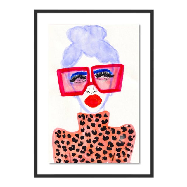 Colorful Girl by Kendra Dandy in Black Framed Paper, Large Art Print For Sale