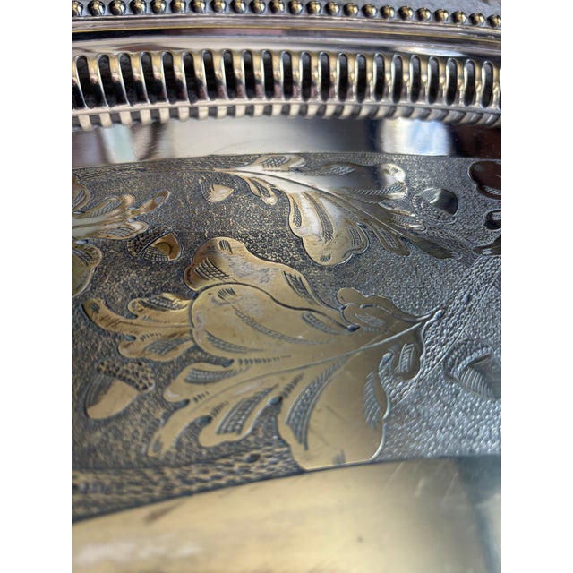 Silver Monumental Silver Plate Reticulated Tray For Sale - Image 8 of 16