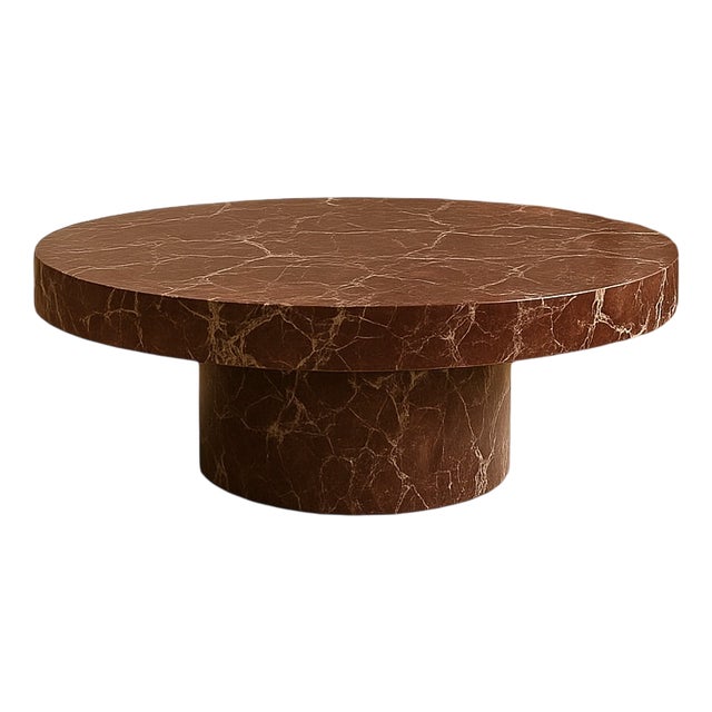 Round Marble Coffee Table in Red Levanto by Andrea Grasso For Sale