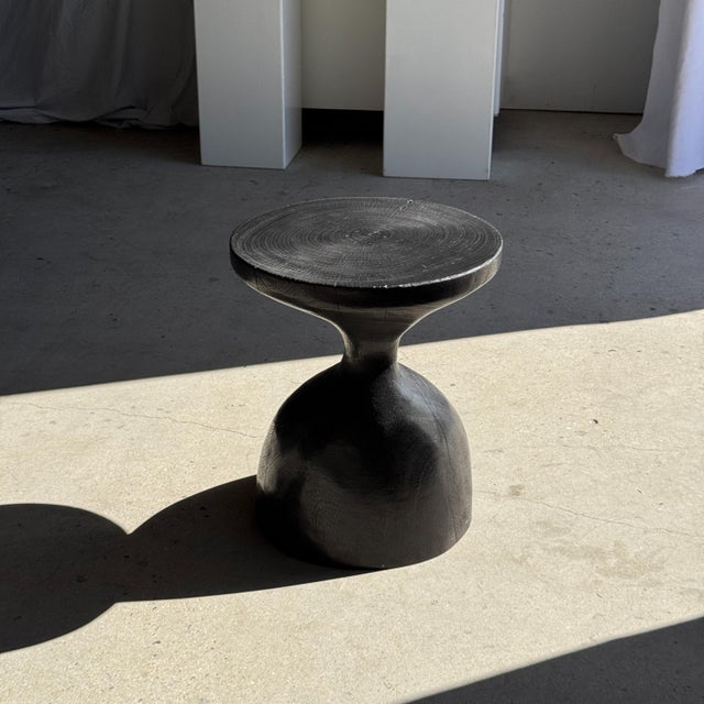 1980s Wood Side Table in Black, 1980s For Sale - Image 5 of 11