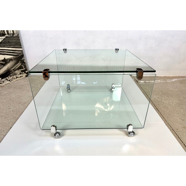 1960s Minimalist Glass and Chrome Side Table attributed to Draenert, West Germany, 1960s For Sale - Image 5 of 18
