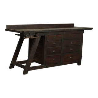 Antique Carpenter's Work Bench with Drawers For Sale