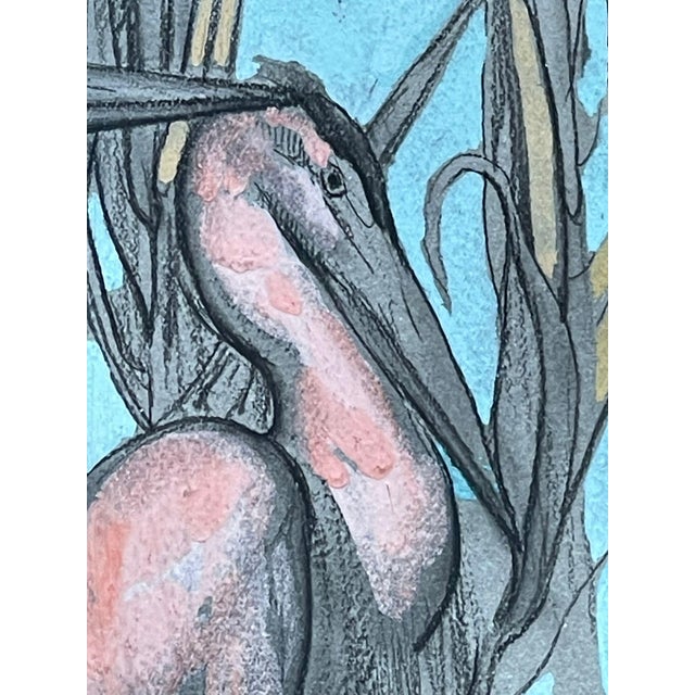 Paint Paul Jouve, The Two Herons, 20th Century, Mixed Media For Sale - Image 7 of 12