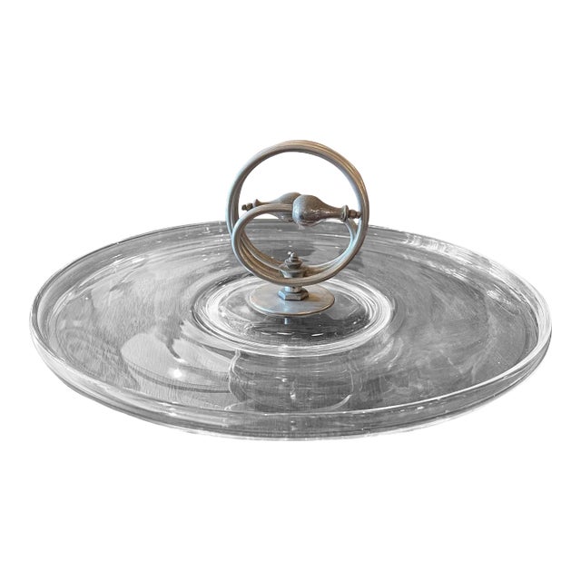 Early 20th Century Art Deco Glass Serving Platter Dish For Sale