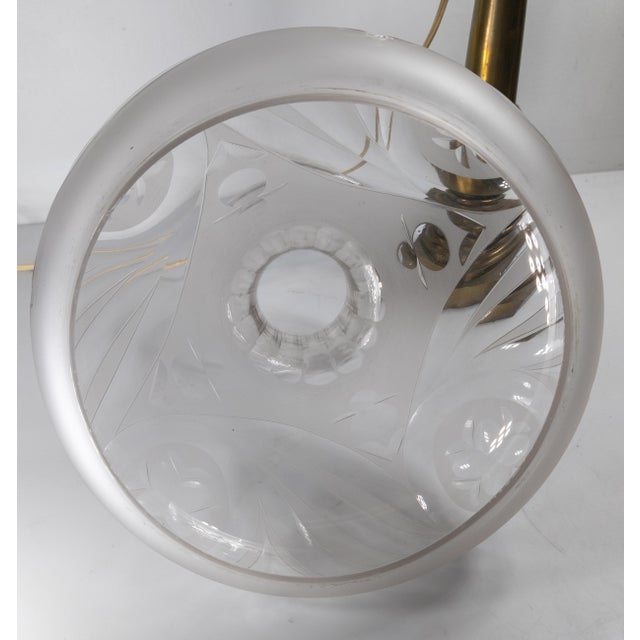 Metal 19th Century American Victorian Brass Astral Lamp With Frosted Glass Shade For Sale - Image 7 of 17