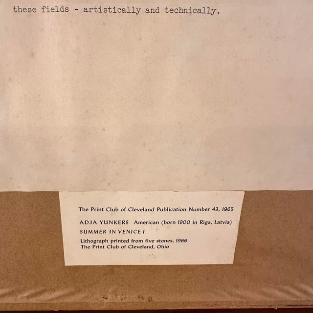 Adja Yunkers “Summer in Venice I” Lithograph For Sale - Image 12 of 12