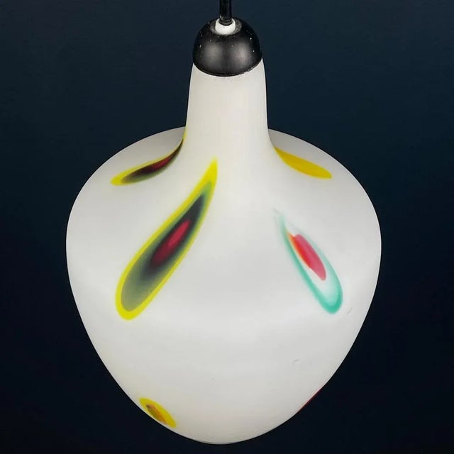 White Mid-Century Multicolor Opaline Murano Glass Pendant Lamp from Stilnovo, Italy, 1950s For Sale - Image 8 of 13