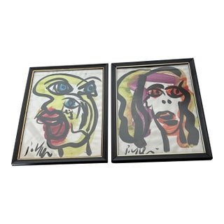 1970s Original Peter Keil Abstract Painting Pair For Sale