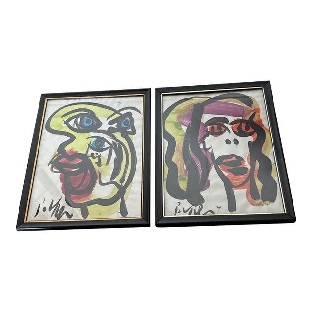 1970s Original Peter Keil Abstract Painting Pair For Sale