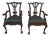 Pair of Vintage Chippendale-Style Carved Mahogany Armchairs With Green Upholstery For Sale