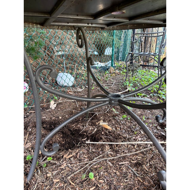 Patio Set Tile Top Table and 4 Chairs Wrought Iron For Sale In Chicago - Image 6 of 13