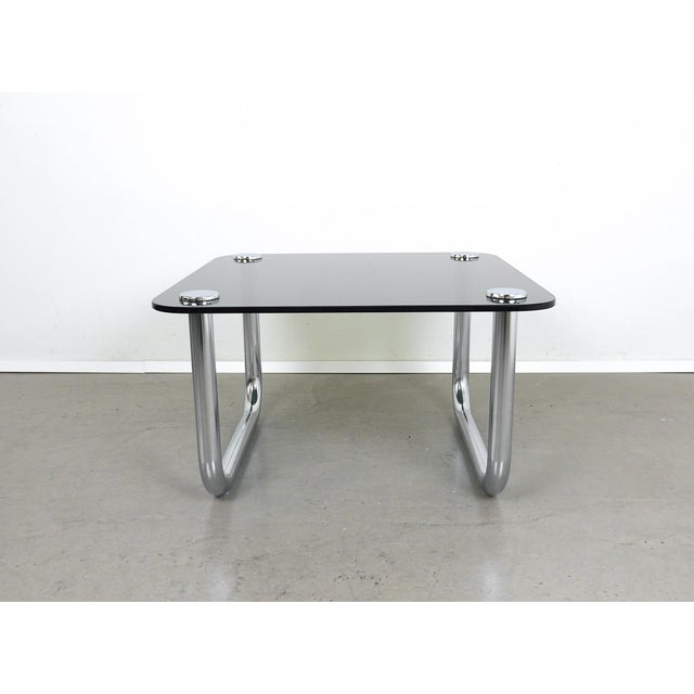 Space Age Coffee Table with Smoked Glass Top and Chrome Runners, Germany, 1970s For Sale - Image 6 of 18