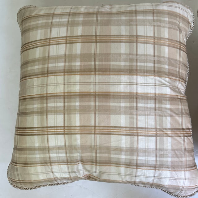 American Pair of Silk Plaid Pillows, 1990s For Sale - Image 3 of 6
