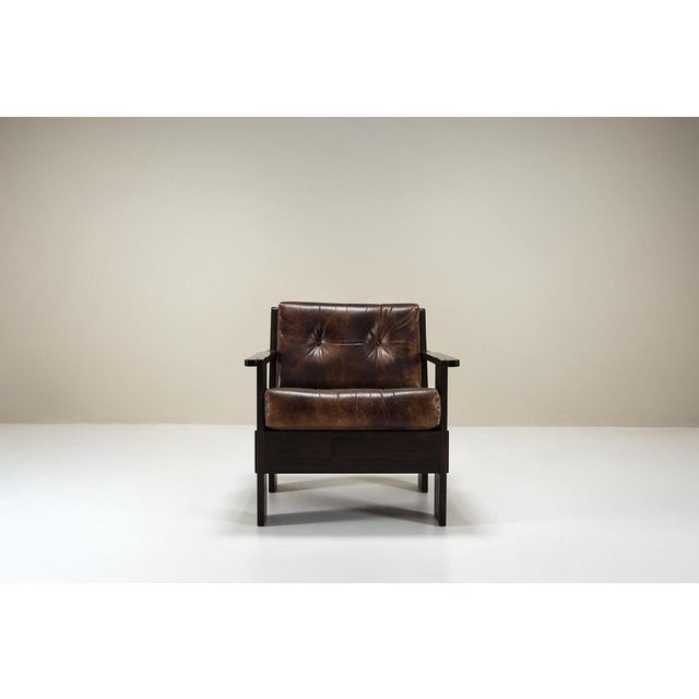 Set of Armchairs in Leather and Slavonian Oak by Giuseppe Rivadossi, Italy, 1960s For Sale - Image 10 of 17