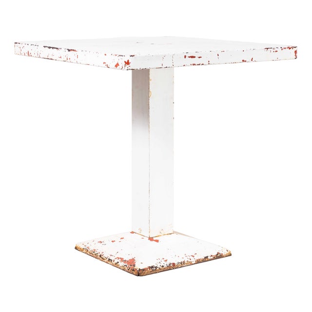French Square Outdoor Dining Table with White Square attributed to Tolix, 1960s For Sale