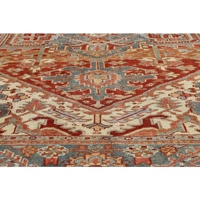 Early 20th Century Antique Persian Heriz Rug, 07'01 X 10'02 For Sale - Image 5 of 10