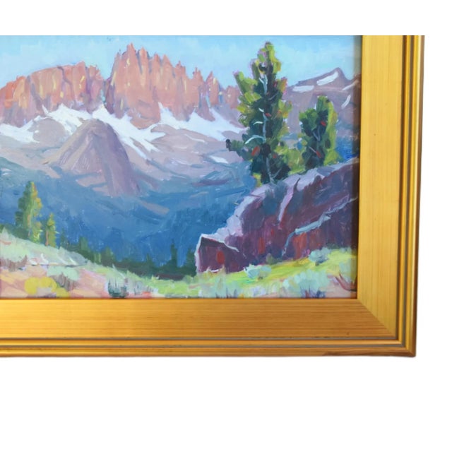 Mountain forest landscape oil painting on artist canvas panel by listed artist Silvio Silvestri (1948-2018.) Silvestri was...