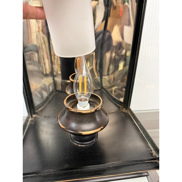 Black Pagoda Burnished Metal Wall Sconce, Large For Sale - Image 8 of 12
