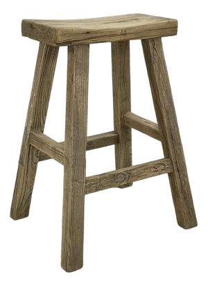 Rustic Wooden High Bar Stool