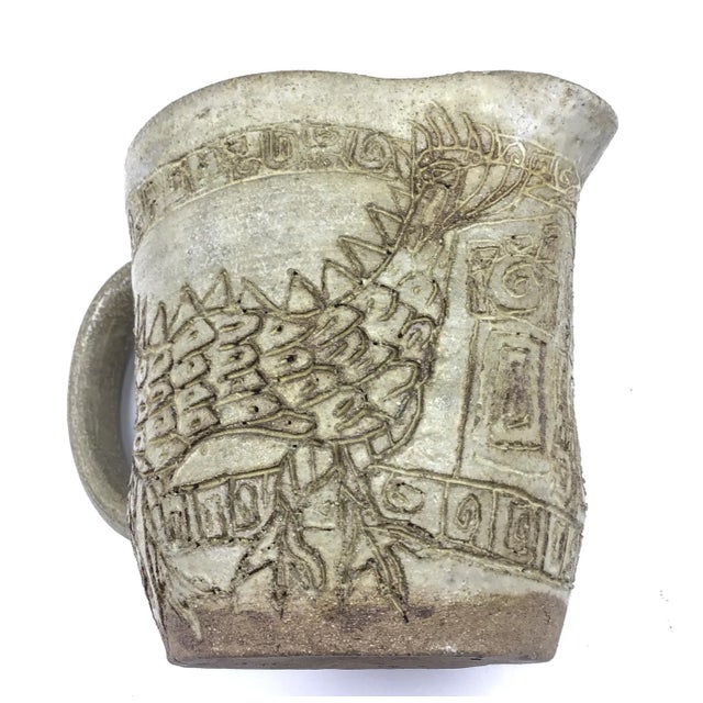 Hand Thrown Pottery Dragon and Phoenix Chinese Style Pitcher For Sale In Portland, ME - Image 6 of 13