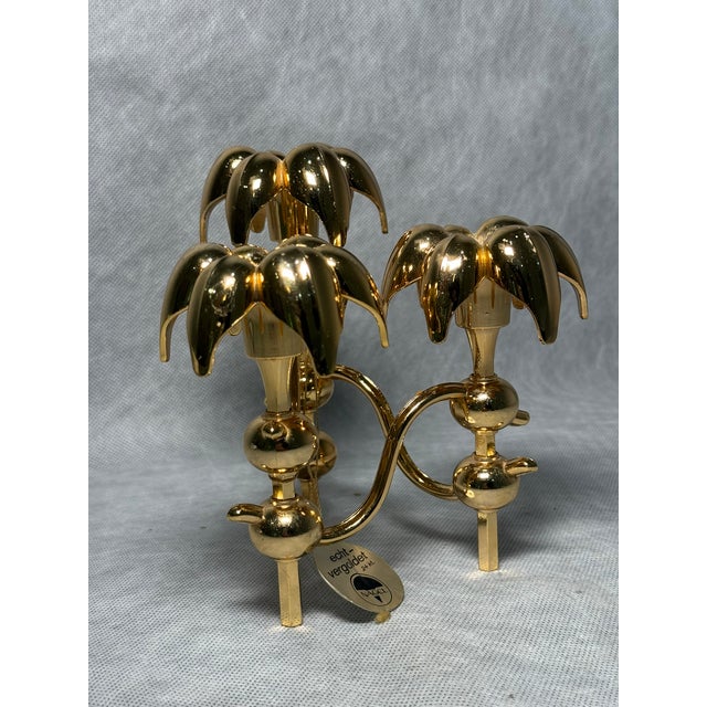 Hollywood Regency 24k Gold-Plated Palm Candleholder by Nagel, Germany, 1970s For Sale - Image 7 of 8