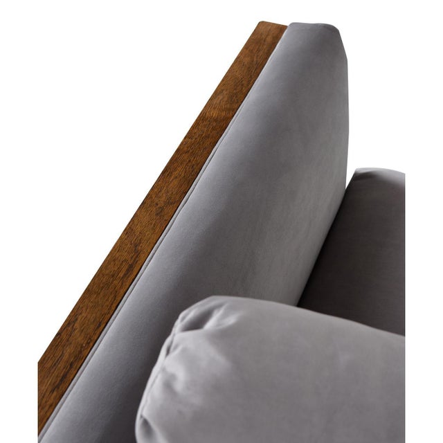 1970s Restored 1970s Milo Baughman Style Gray Cube Chair With Wood Sides For Sale - Image 5 of 11
