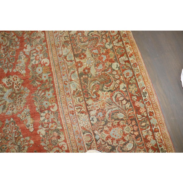 Square Antique Persian Sarouk, 13'6'' X 12'6'' For Sale - Image 10 of 16