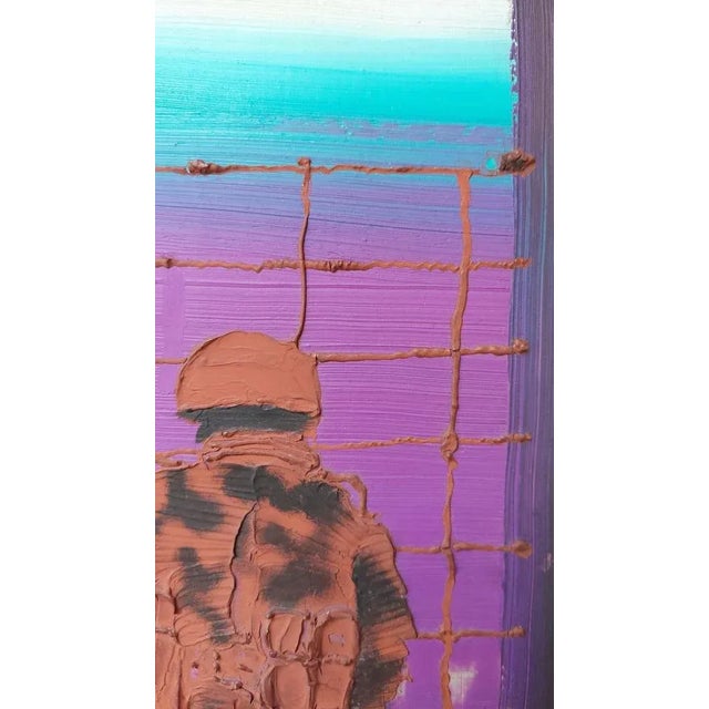 Purple Aleksandrs Stankevics, Soldier, 1950, Mixed Media on Cardboard For Sale - Image 8 of 10