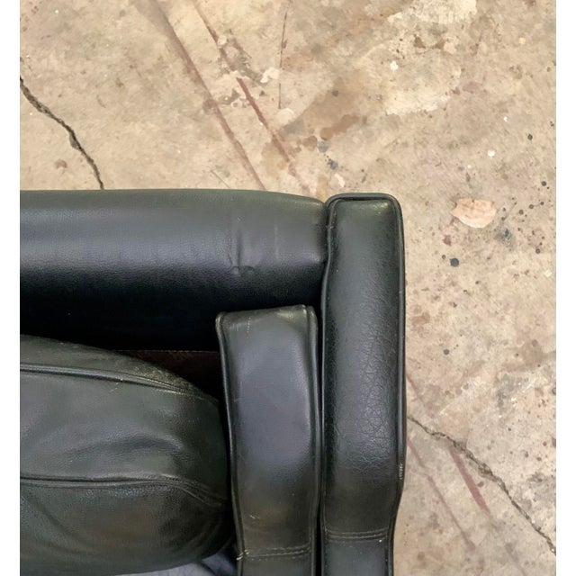 Mid 20th Century Danish Modern Beautiful Black Leather 3 Seat Sofa Wood Legs For Sale In New York - Image 6 of 13