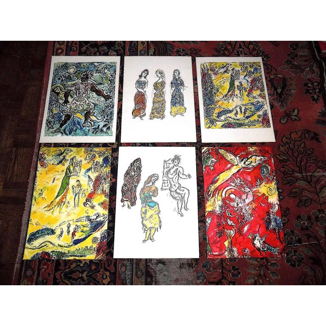 Red Vintage Mid 20th Century Abstract Marc Chagall Lithographs - Set of 6 For Sale - Image 8 of 8