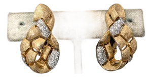 Vintage Signed Jomaz Modernist Pavé Clear Rhinestone Clip Earrings, 1959-2 Pieces
