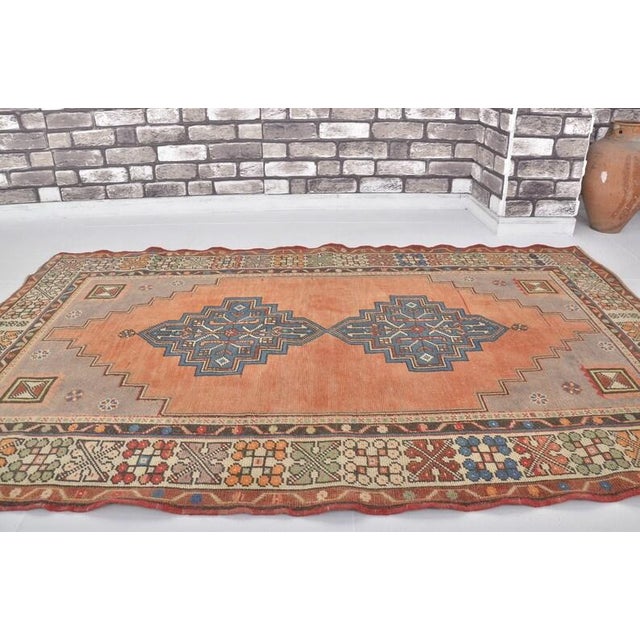 1950s Low Pile Distressed Wool Rug, Authentic Turkish Accent Rug For Sale - Image 10 of 10