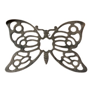 Vintage Silver Butterfly Trivet, Hot Plate For Sale