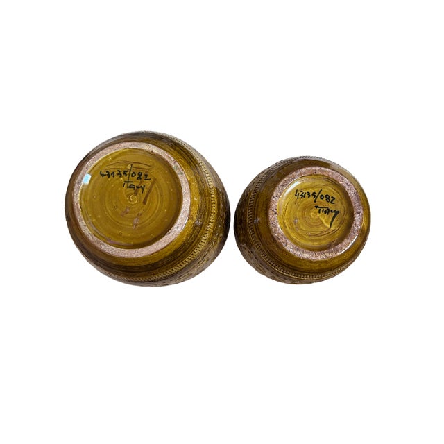 Bitossi Two Aldo Londi for Bitossi Ceramic Mustard Flower Pots For Sale - Image 4 of 8
