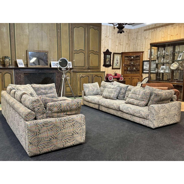 Roche Bobois modular sofa from the 1980s in fabric - defect on one armrest. Full dimensions shown in photo. This piece has...