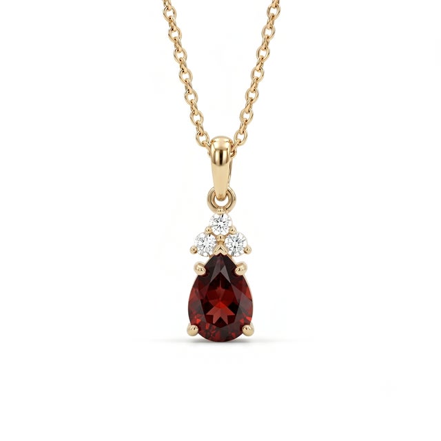 Dainty Garnet Pendant Necklace - January Birthstone Pendant Gifts For Sale - Image 4 of 5