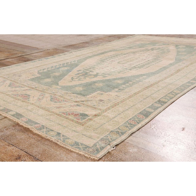 Tan Vintage Turkish Oushak Rug, 05'02 X 09'04 For Sale - Image 8 of 10