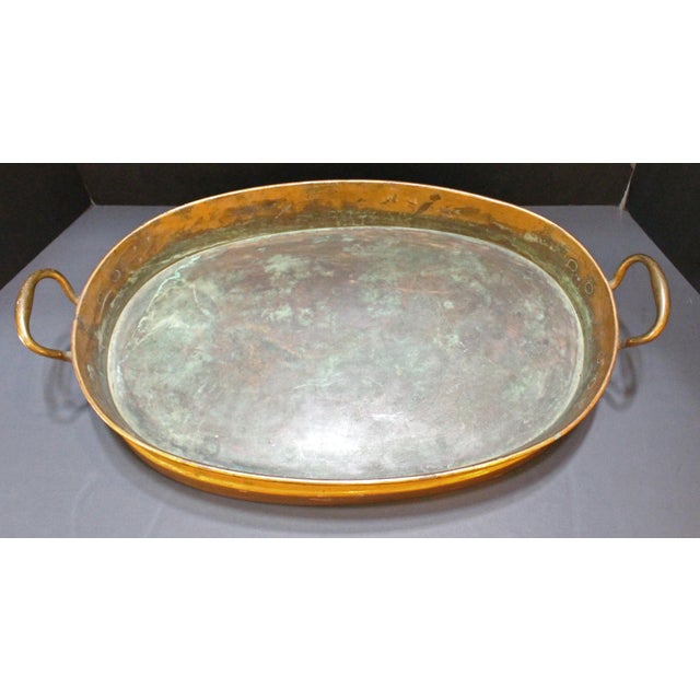 Oval copper fisher boiler with brass handles, mid-19th century, England. Ideal to plant a table display of scculents, as a...