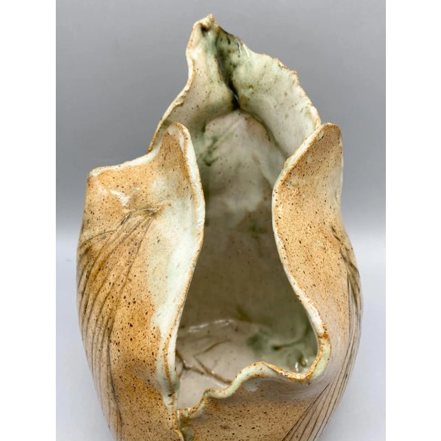 Vintage Signed Studio Pottery Leaf Vase by Linnea – Rustic Modern / Handcrafted For Sale - Image 9 of 13