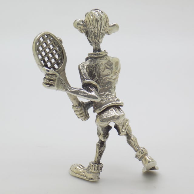 Vintage Italian Silver 800 Cartoonish Tennis Player Figurine by Raspini, Arezzo, 1970s For Sale - Image 6 of 13
