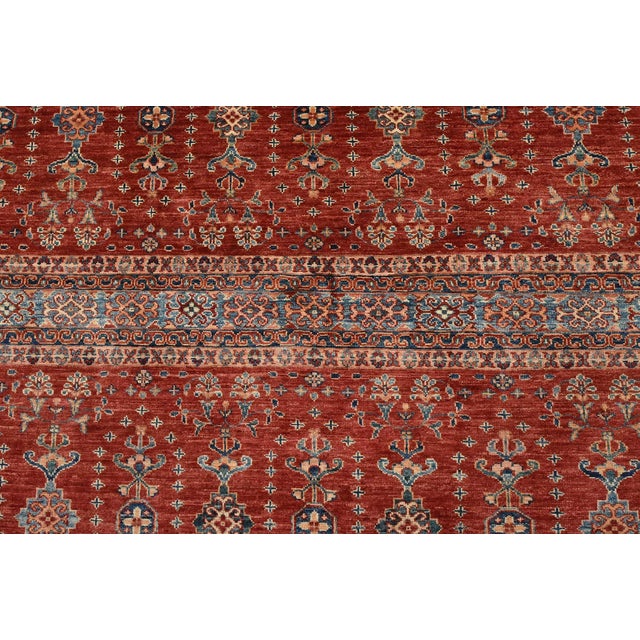 2020s Fine Khorjin Rug 5’6” X 7’7” Red Wool Tribal Hand-Knotted Oriental Carpet For Sale - Image 5 of 14